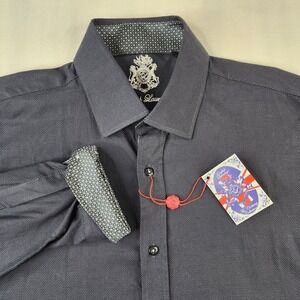 New English Laundry Shirt Size XL 17-34/35 Black Cotton Flip Cuffs Button Up L/S